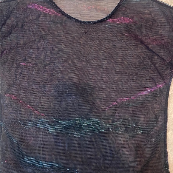Sheer Multicolor Short Sleeve Top size S - Picture 2 of 4